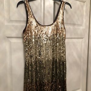 Gold sequin mini dress